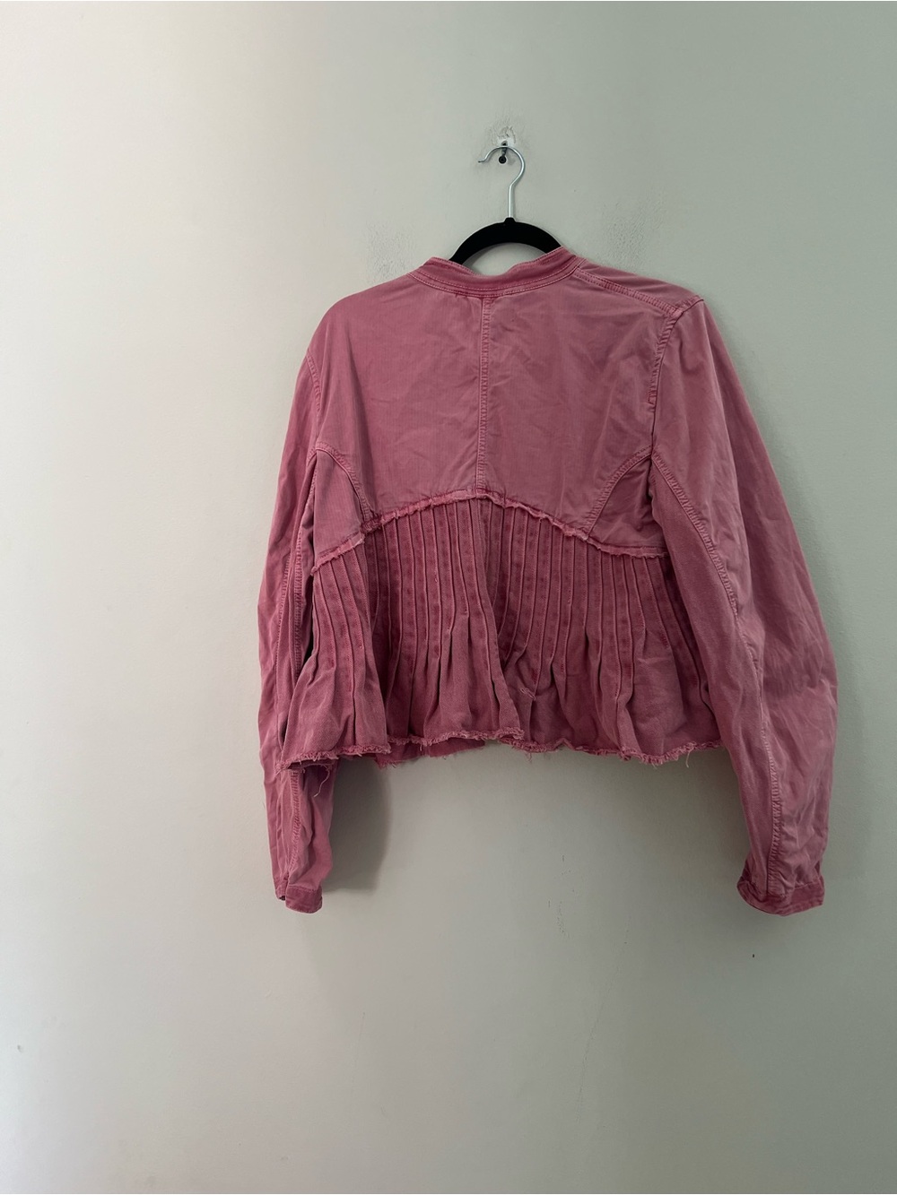 Free People Rose-Pink Cassidy Pleated Button-Front Jean Jacket - Picture 13 of 14